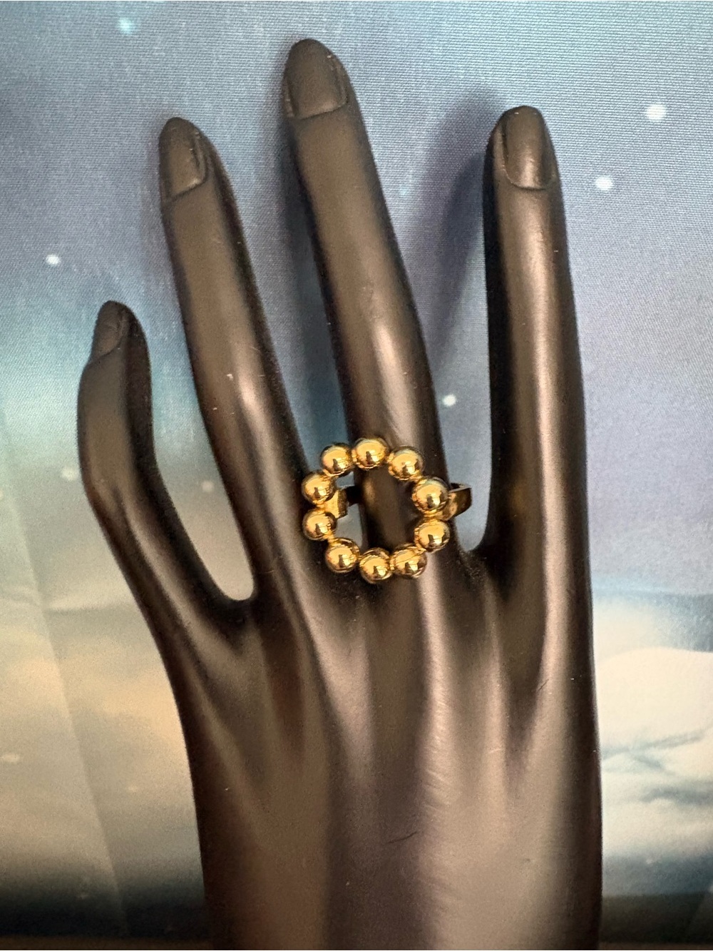 Ann Taylor beaded bubble ring series of small polished gold spheres. Size 6. PO